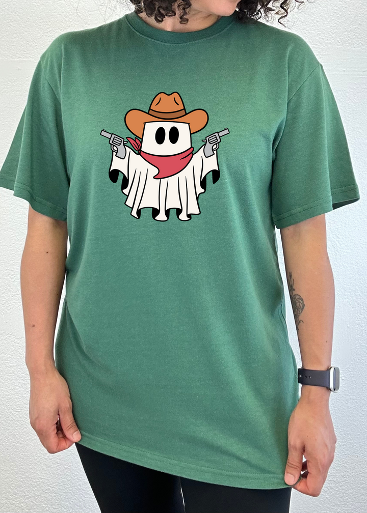 Cowboy Ghost Unisex Graphic Bamboo T-Shirt teal