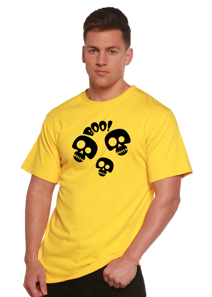 Halloween Boo Unisex Graphic Bamboo T-Shirt lemon chrome