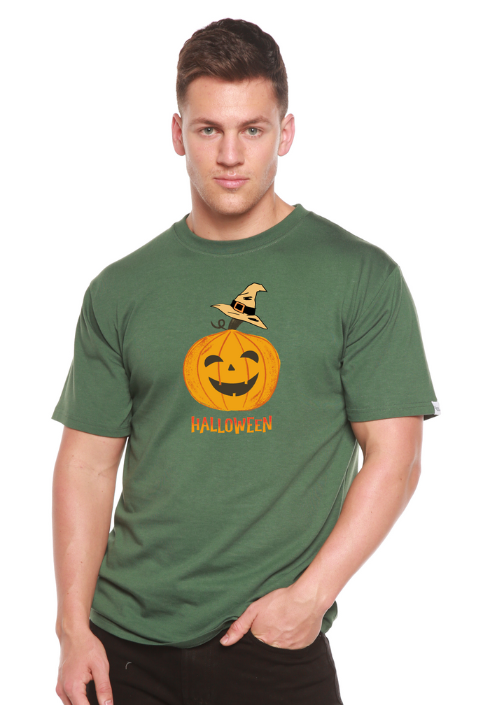 Halloween Pumpkin Unisex Graphic Bamboo T-Shirt pine green