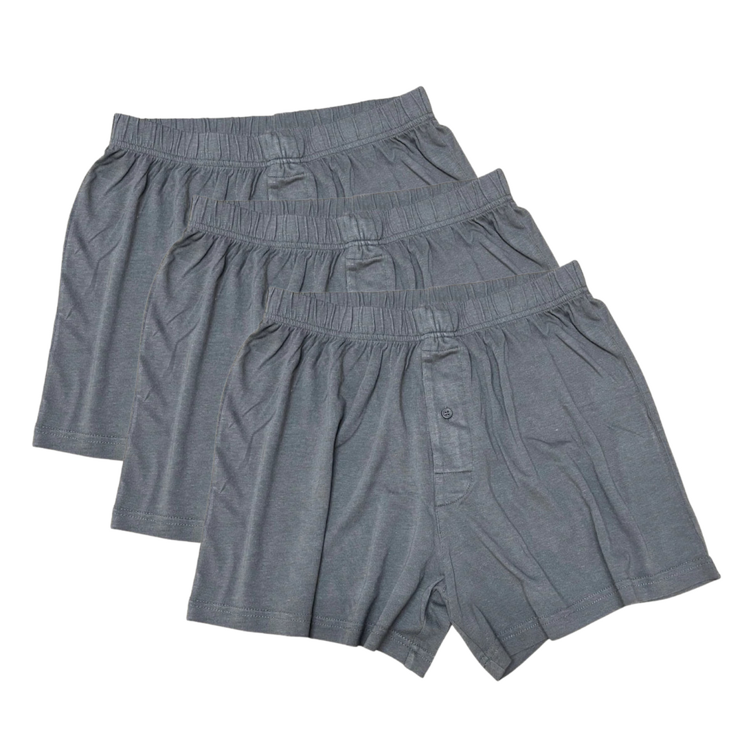 Men's Bamboo Viscose/Cotton Boxer Style Underwear Charcoal Grey Color - 3-pack