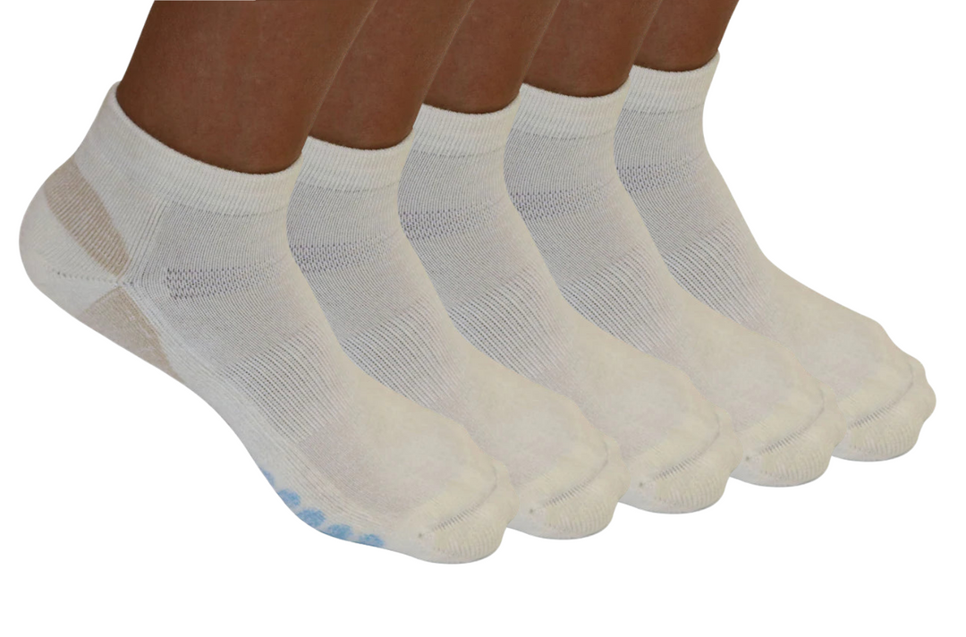 High Performance Anklet Bamboo Viscose Socks Unisex White Color - 5-pack