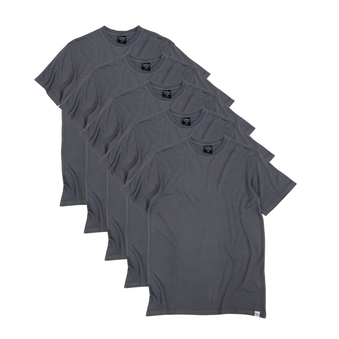 mens bamboo t-shirt in charcoal grey 5-pack