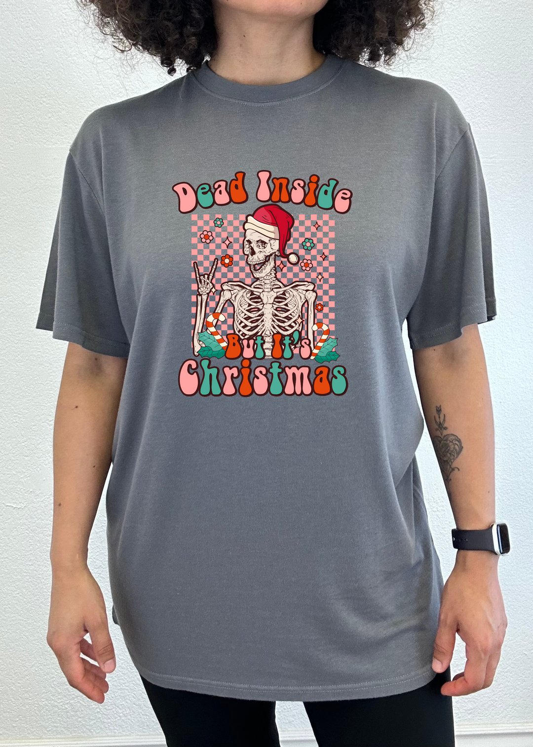 Dead Inside But It's Christmas Unisex Bamboo Viscose/Organic Cotton Short Sleeve Graphic T-Shirt