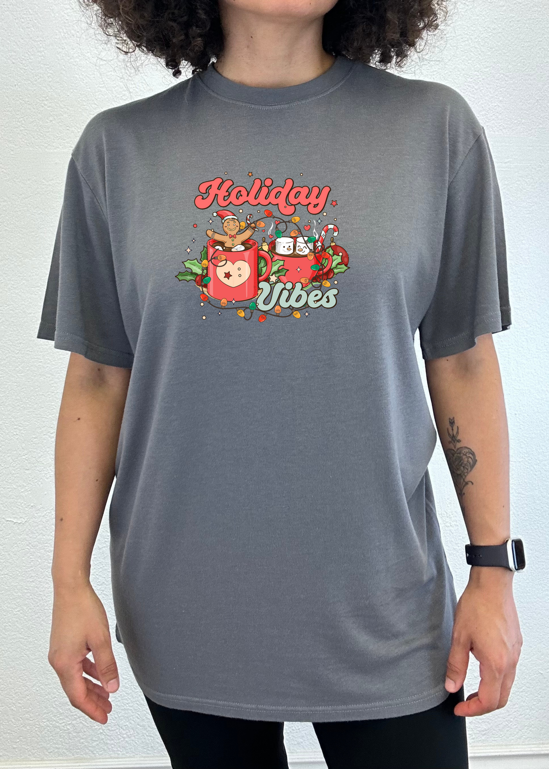 Holiday Vibes Christmas Unisex Bamboo Viscose/Organic Cotton Short Sleeve Graphic T-Shirt