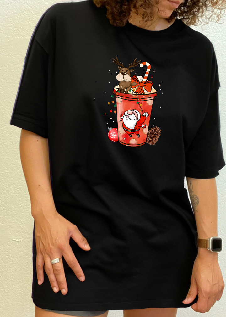 Holly Jolly Christmas Unisex Graphic Bamboo T-Shirt black