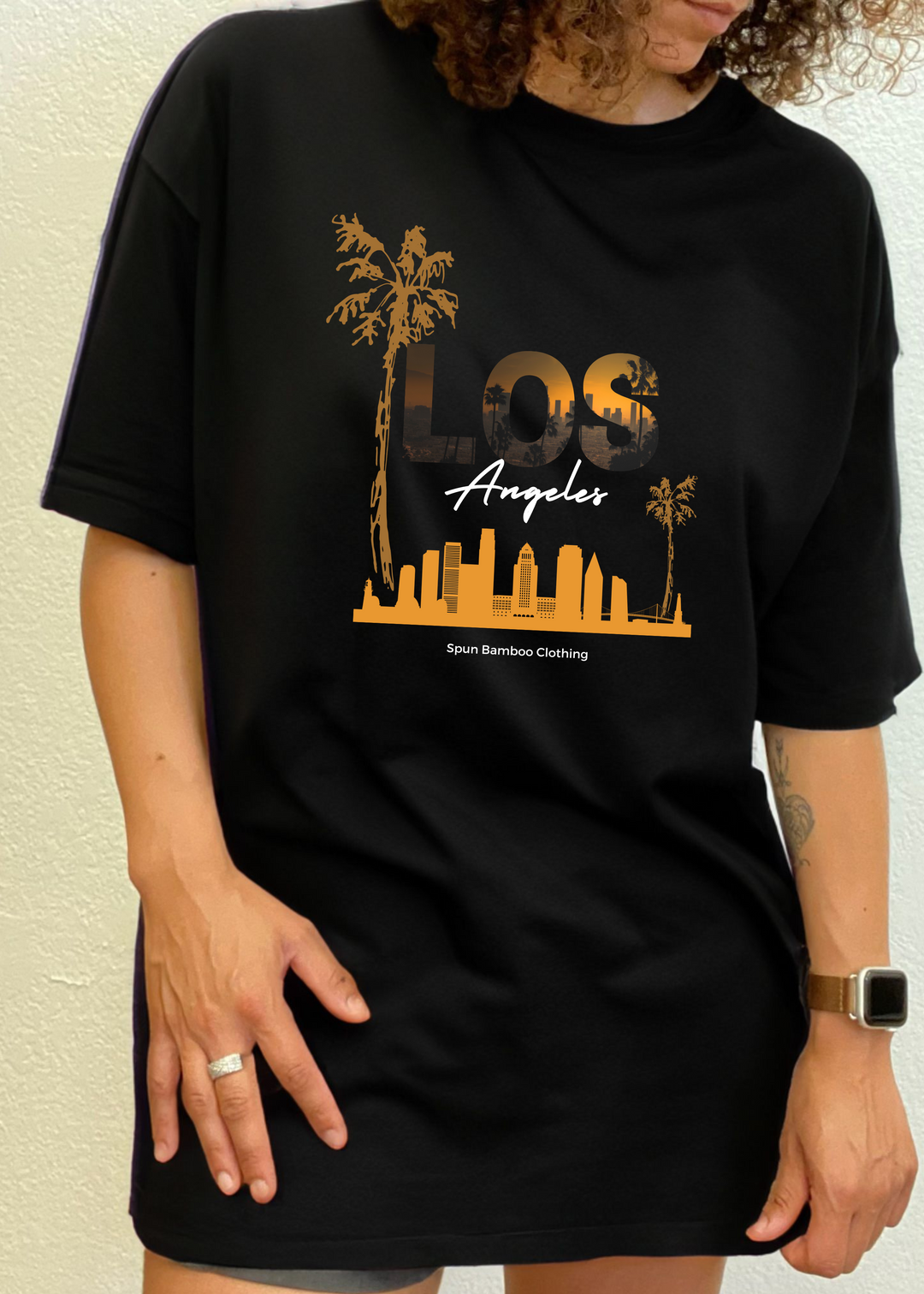 Los Angeles Unisex Graphic Bamboo T-Shirt black