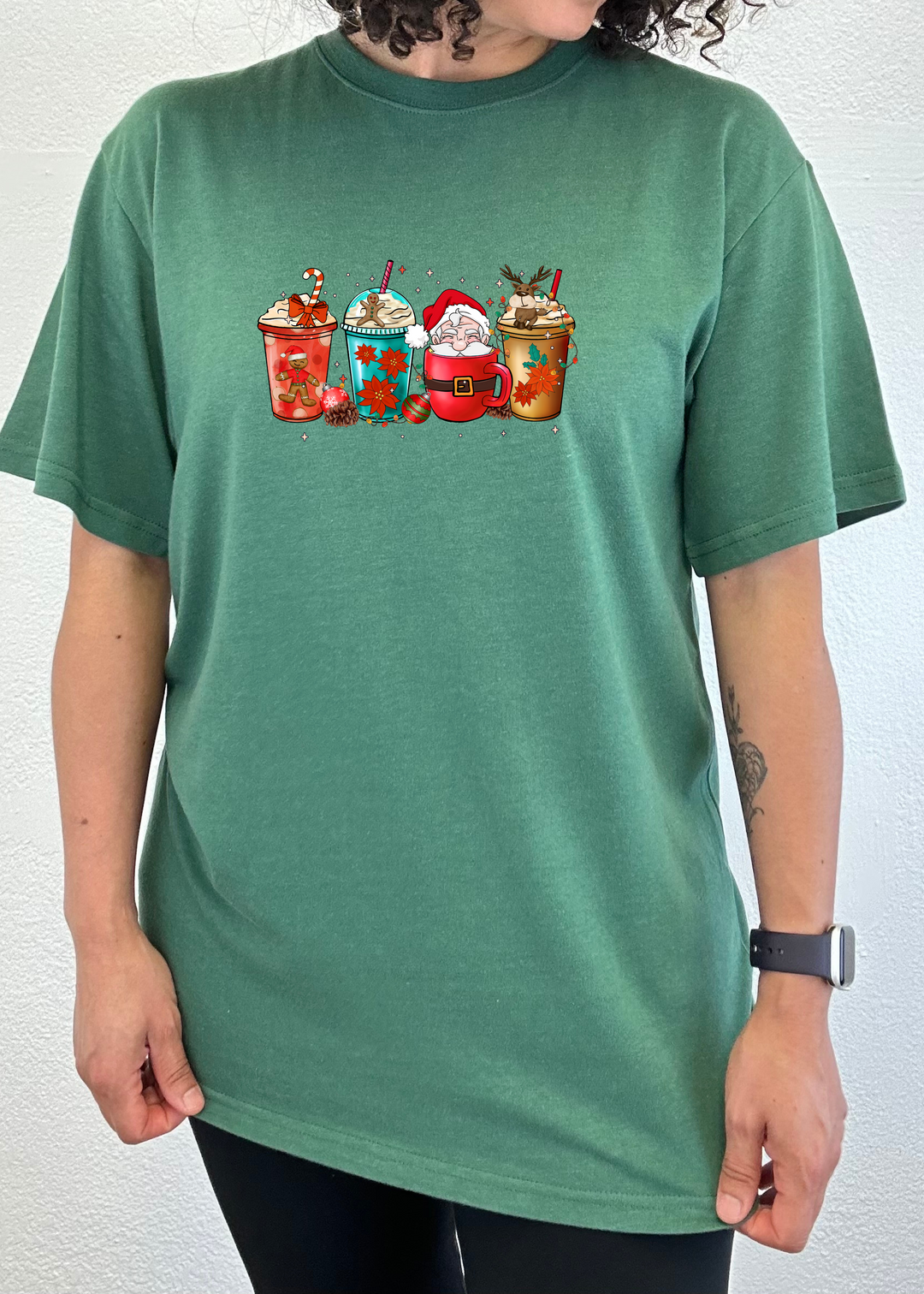 Merry & Bright Holiday Christmas Unisex Graphic Bamboo T-Shirt teal