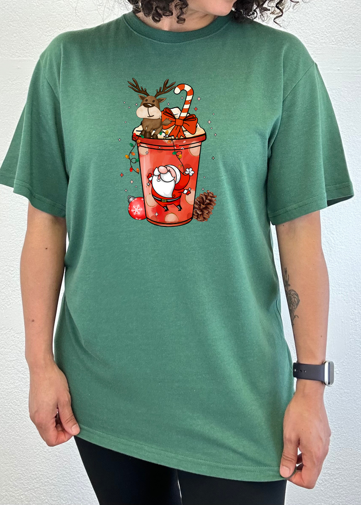 Holly Jolly Christmas Unisex Graphic Bamboo T-Shirt teal