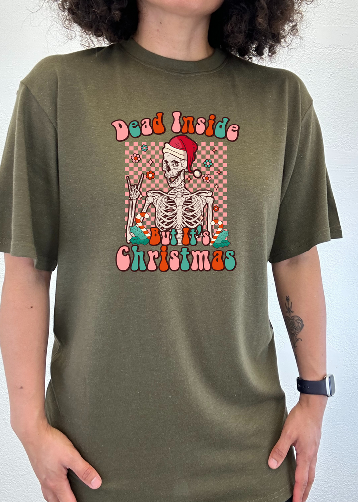 Dead Inside But It's Christmas Unisex Bamboo Viscose/Organic Cotton Short Sleeve Graphic T-Shirt