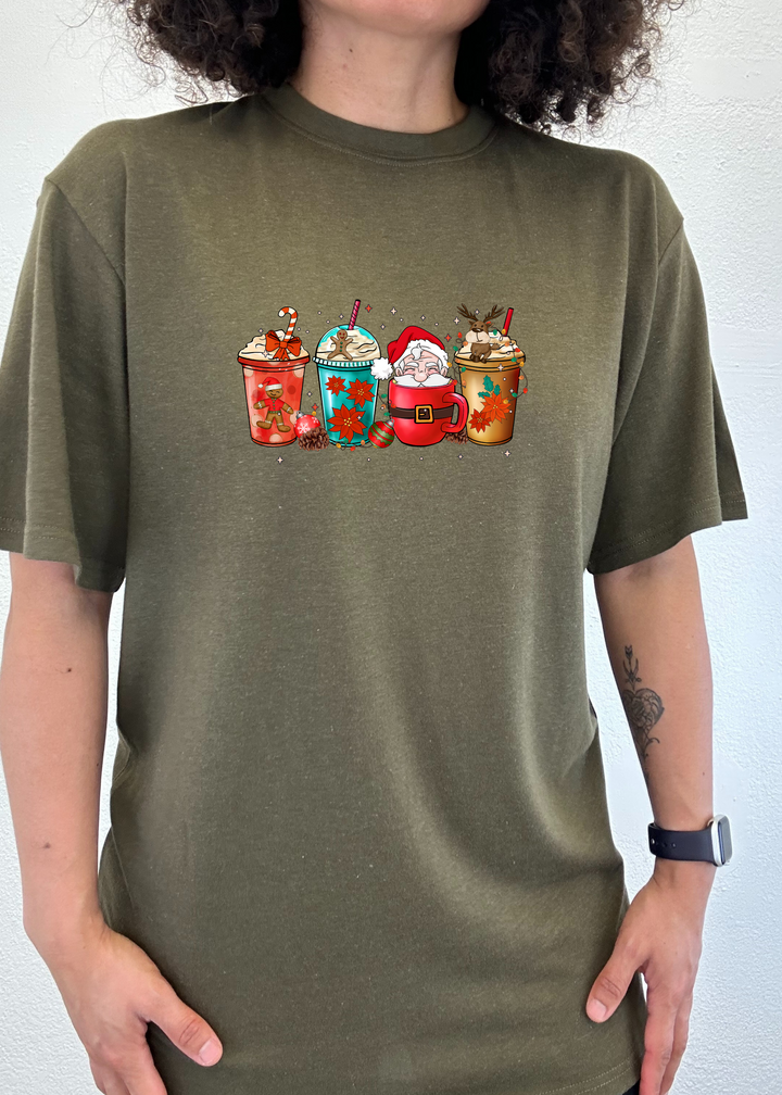 Merry & Bright Holiday Christmas Unisex Bamboo Viscose/Organic Cotton Short Sleeve Graphic T-Shirt