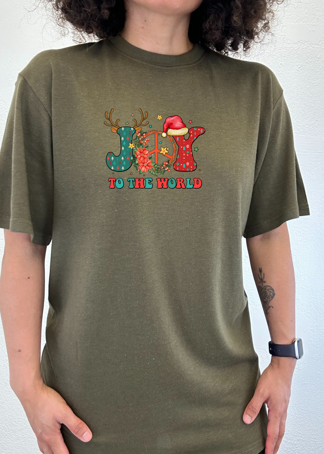 Joy To The World Christmas Unisex Bamboo Viscose/Organic Cotton Short Sleeve Graphic T-Shirt