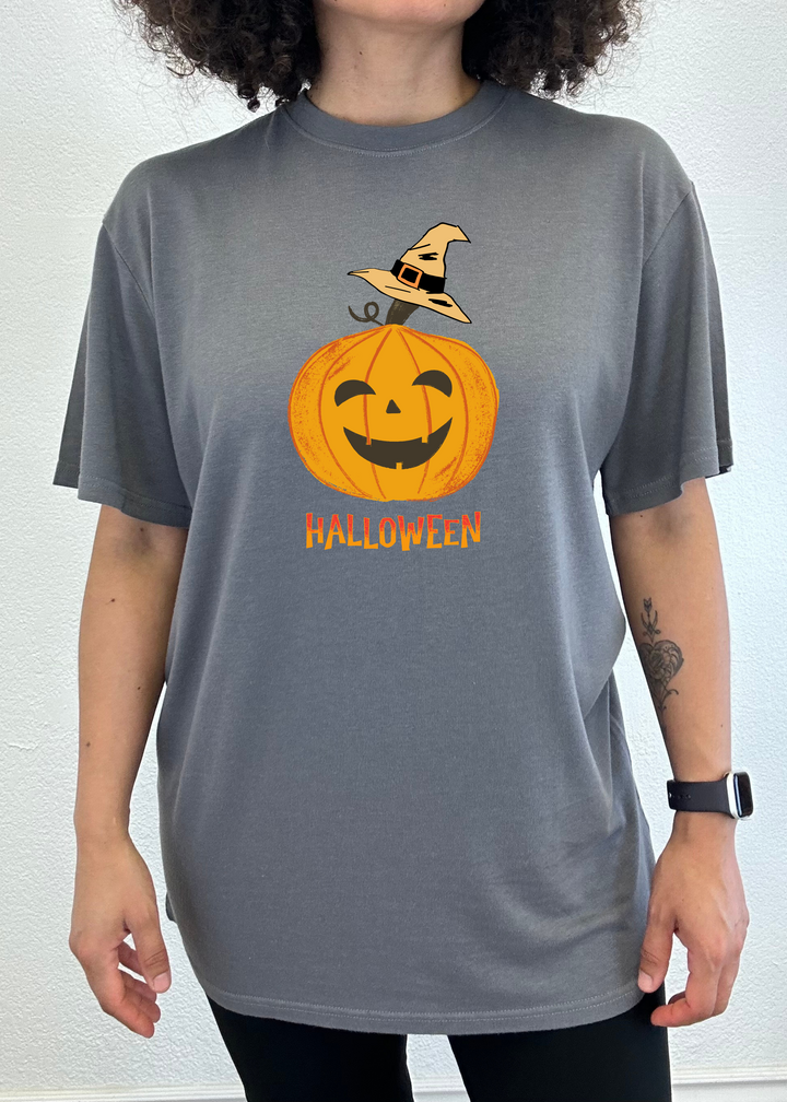 Halloween Pumpkin Unisex Bamboo Viscose/Organic Cotton Short Sleeve Graphic T-Shirt