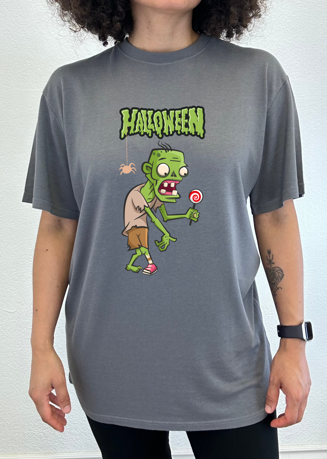 Halloween Green Monster Unisex Bamboo Viscose/Organic Cotton Short Sleeve Graphic T-Shirt