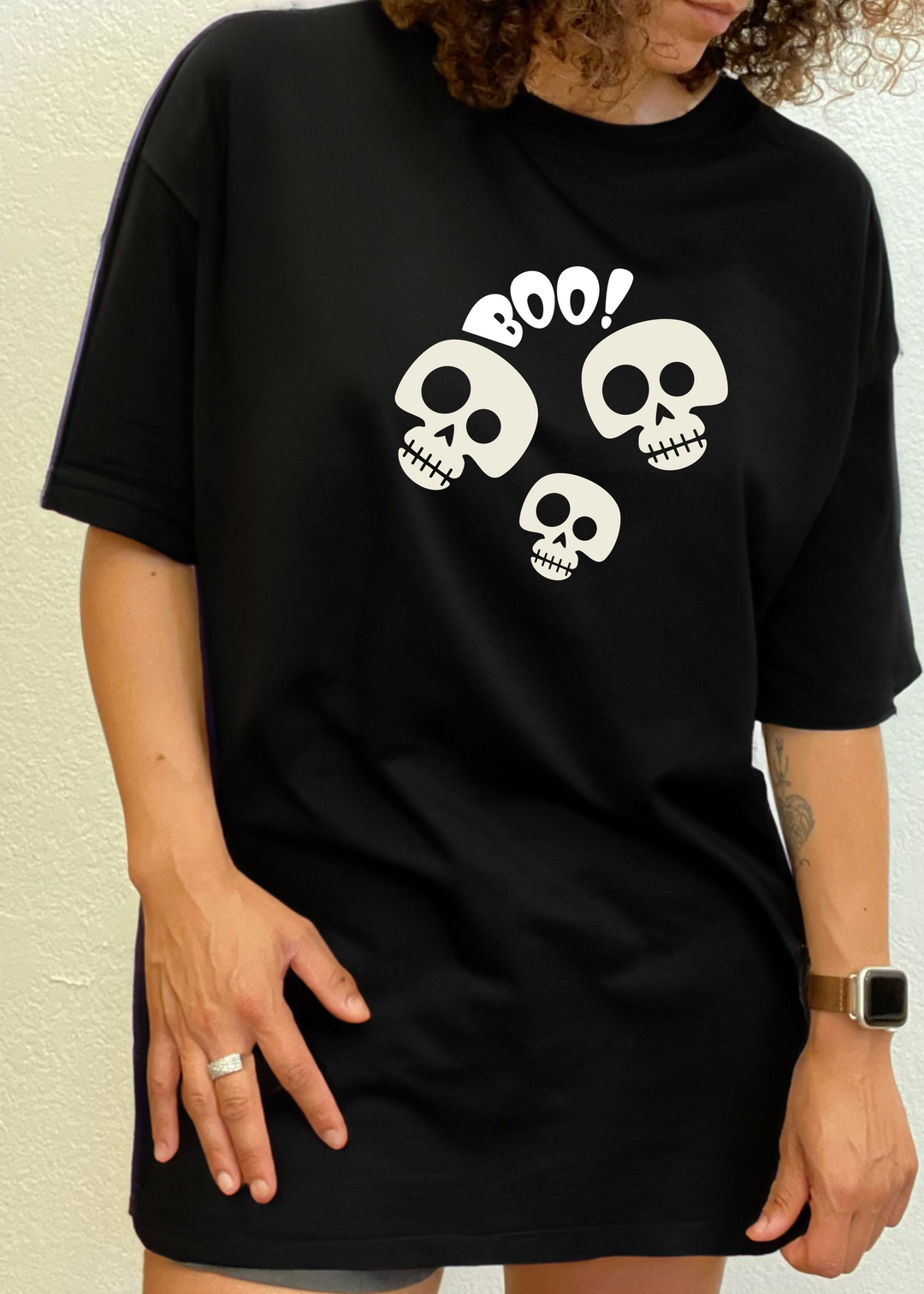Halloween Boo Unisex Graphic Bamboo T-Shirt black