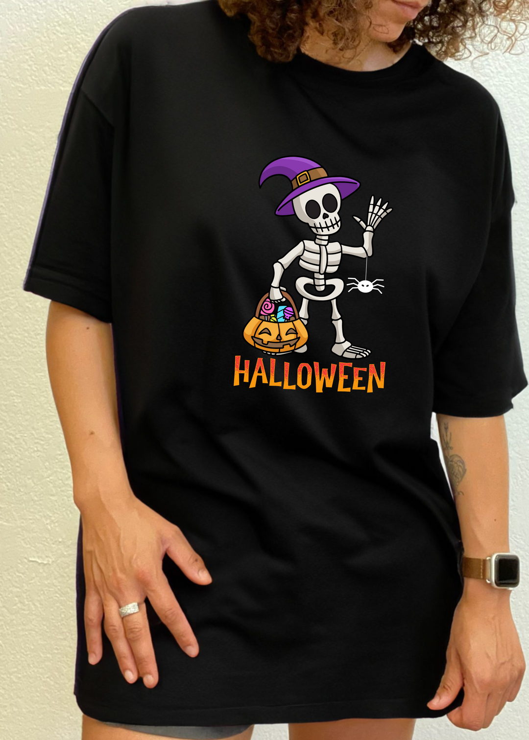 Happy Halloween Unisex Graphic Bamboo T-Shirt black