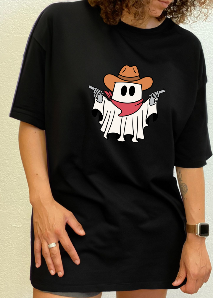 Cowboy Ghost Unisex Graphic Bamboo T-Shirt black