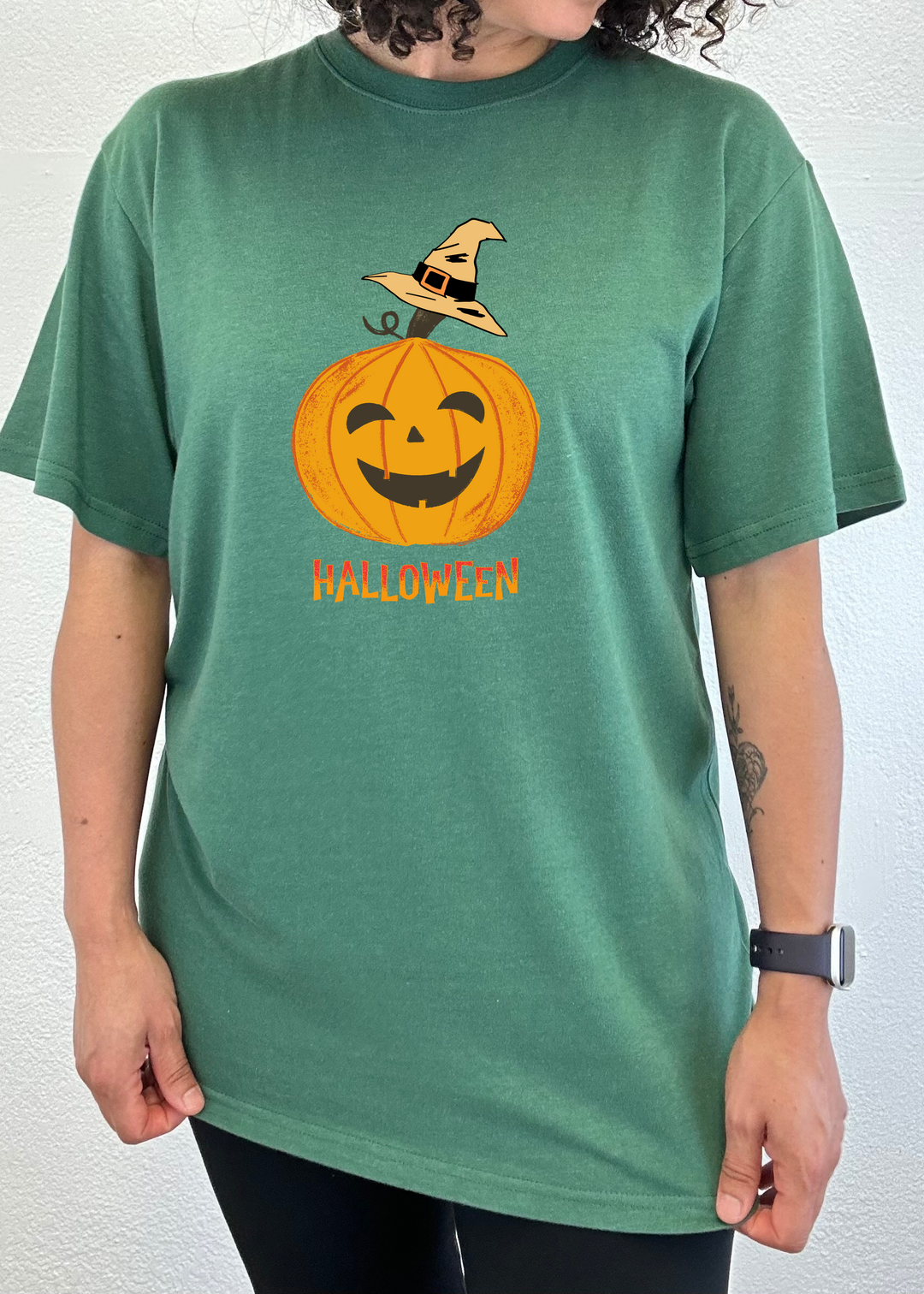 Halloween Pumpkin Unisex Graphic Bamboo T-Shirt teal