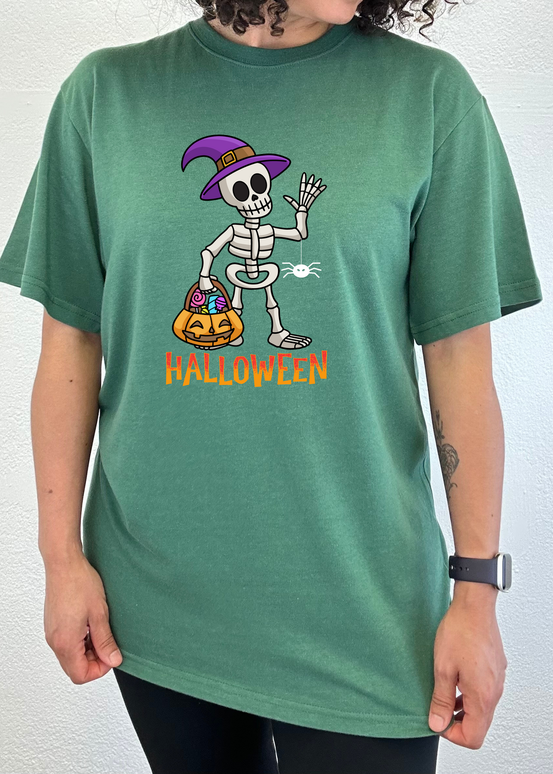 Happy Halloween Unisex Graphic Bamboo T-Shirt teal