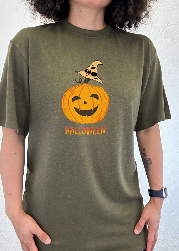 Halloween Pumpkin Unisex Bamboo Viscose/Organic Cotton Short Sleeve Graphic T-Shirt