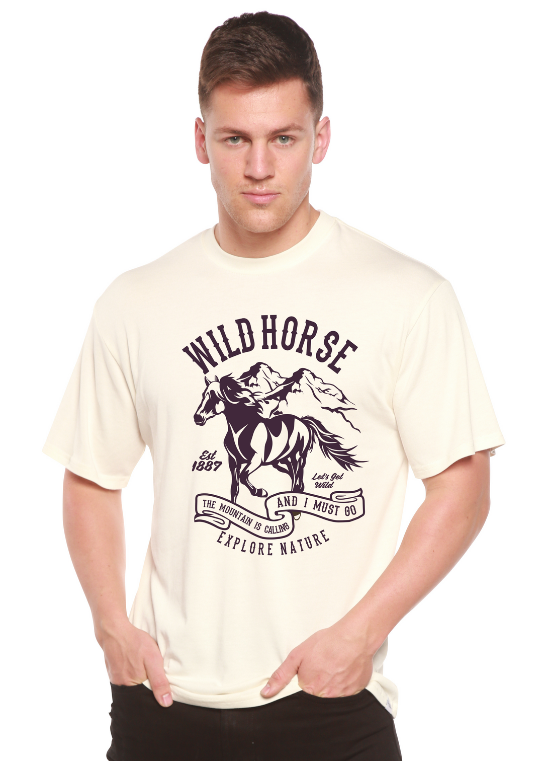 Wild Horse men's bamboo tshirt white