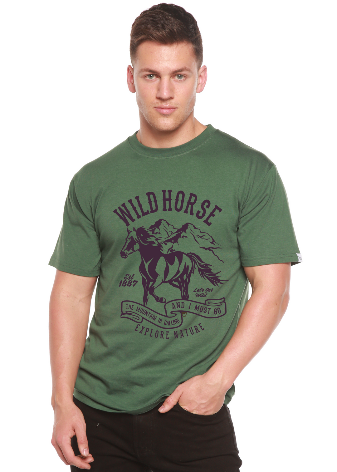 Wild Horse men's bamboo tshirt pine green