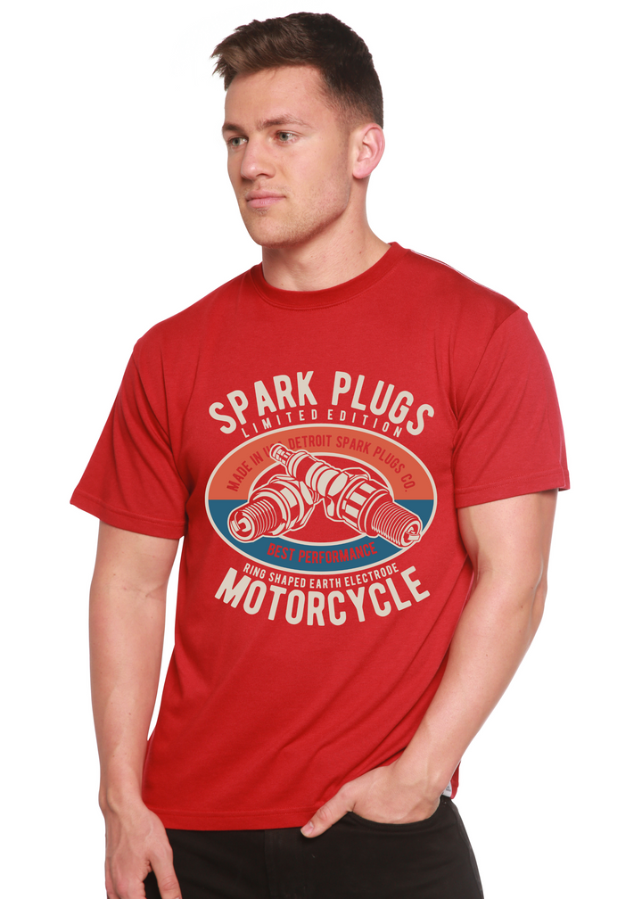 Spark Plugs men's bamboo tshirt pompeian red