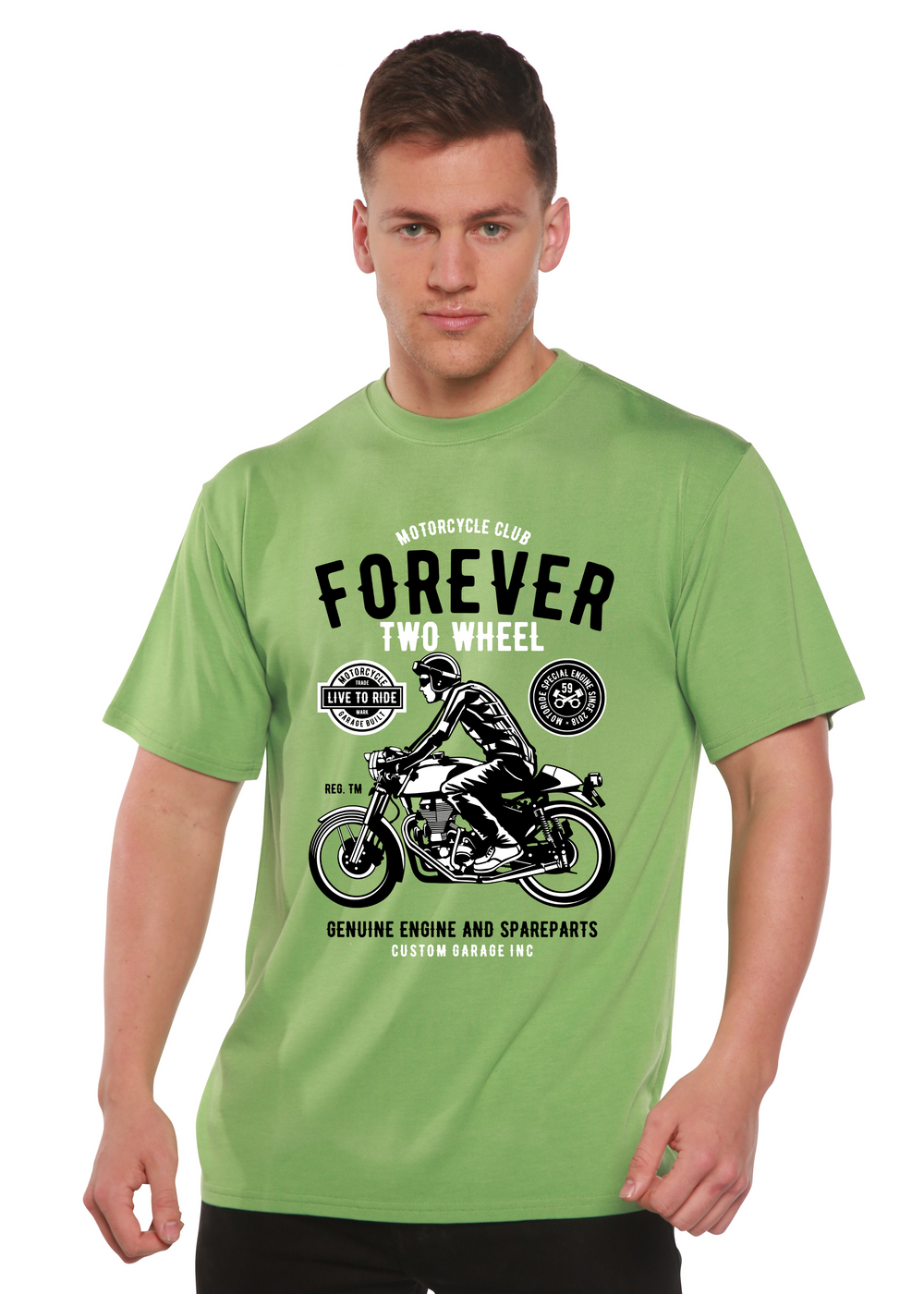 Forever Two Wheel men's bamboo tshirt green tea