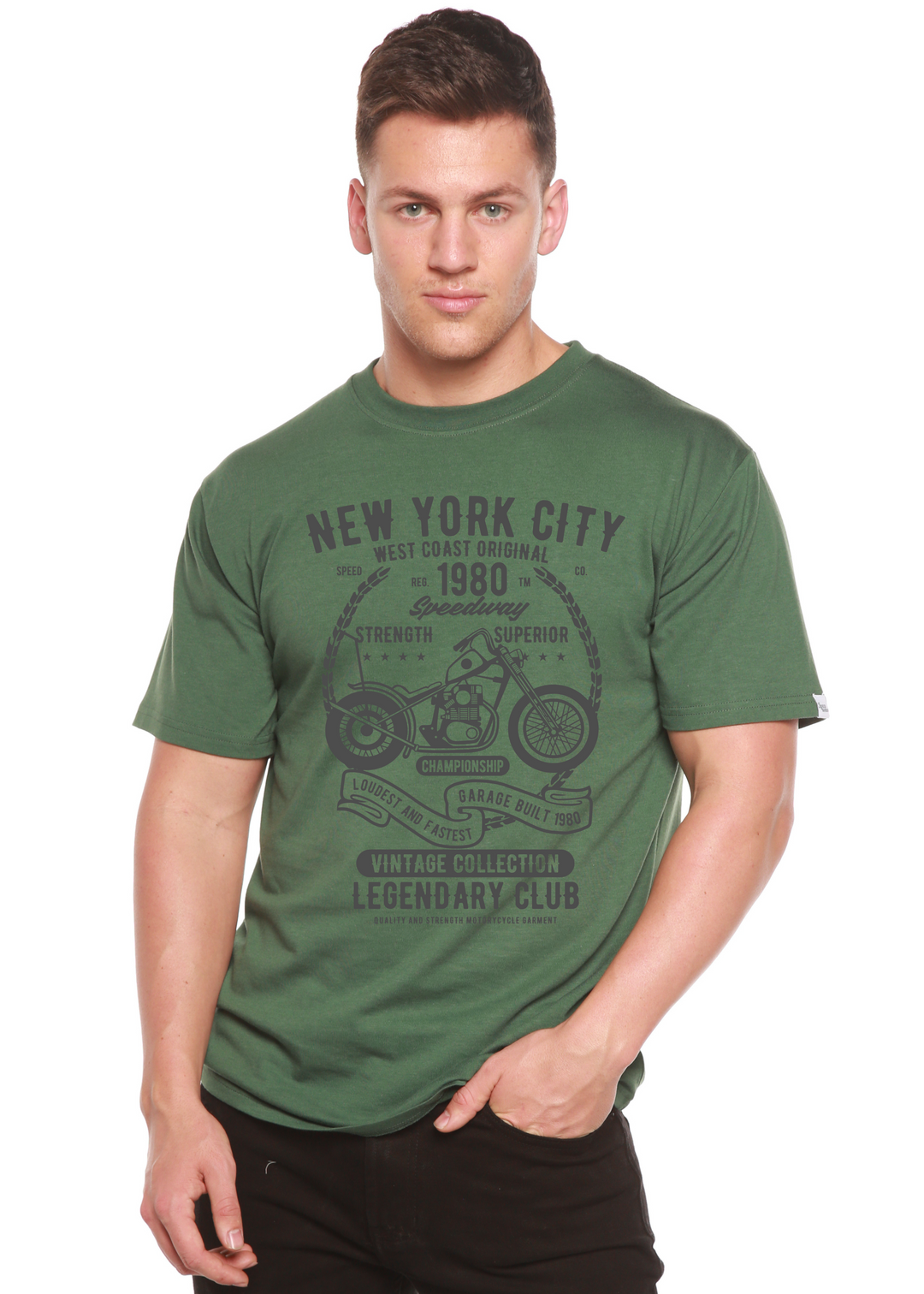 New York City men's bamboo tshirt pine green