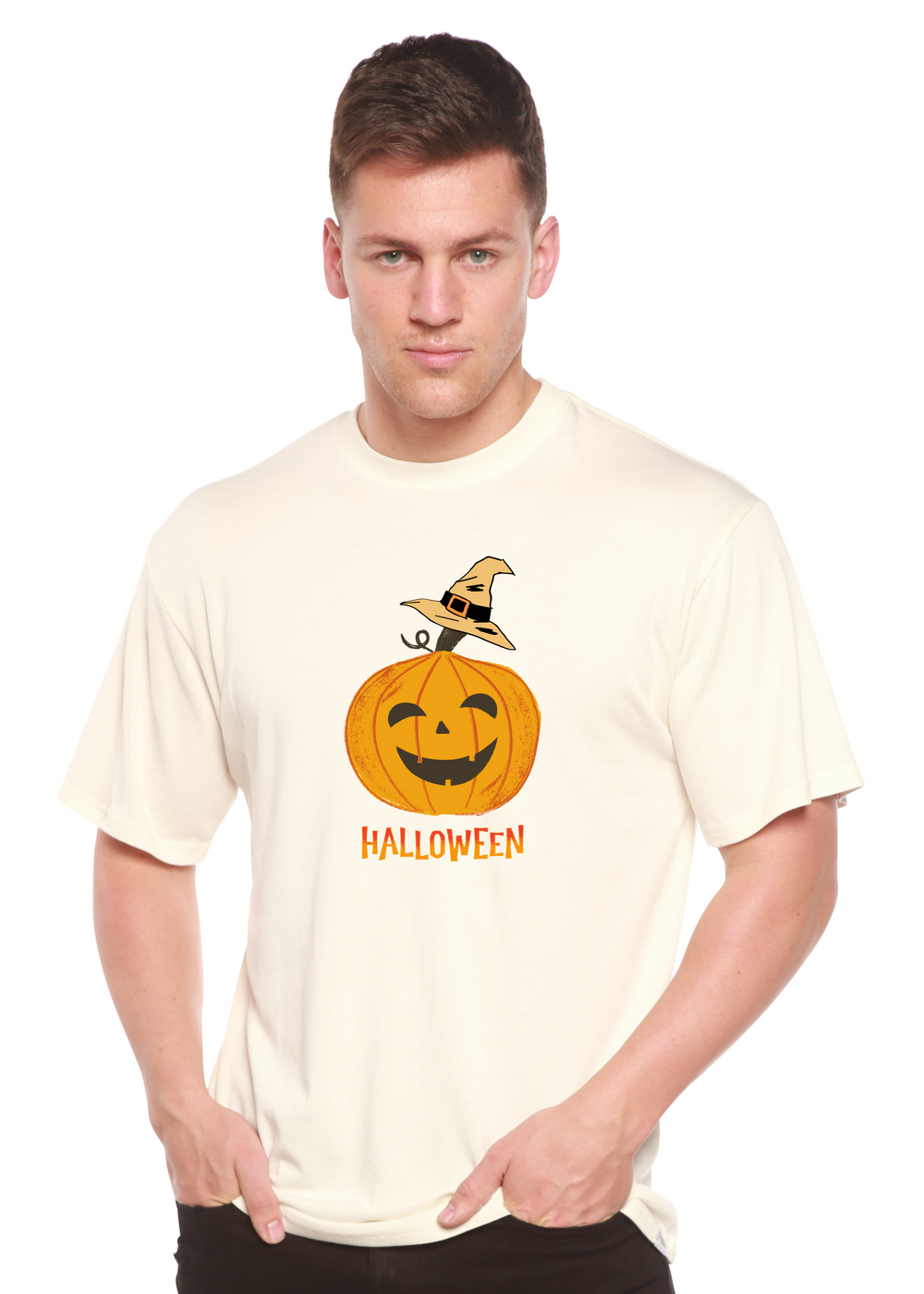 Halloween Pumpkin Unisex Graphic Bamboo T-Shirt white