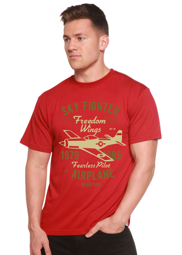 Sky Fighter men's bamboo tshirt pompeian red