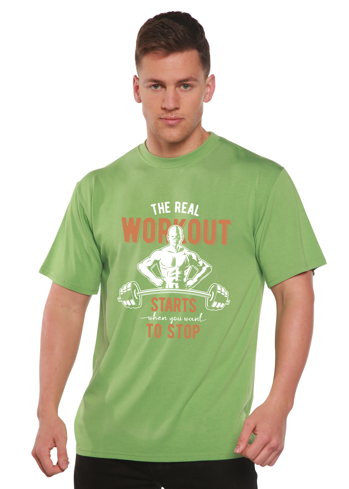 The Real Workout men's bamboo tshirt green tea