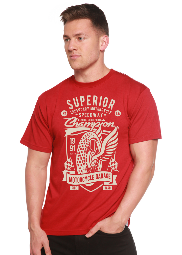 Superior Motorcycle men's bamboo tshirt pompeian red