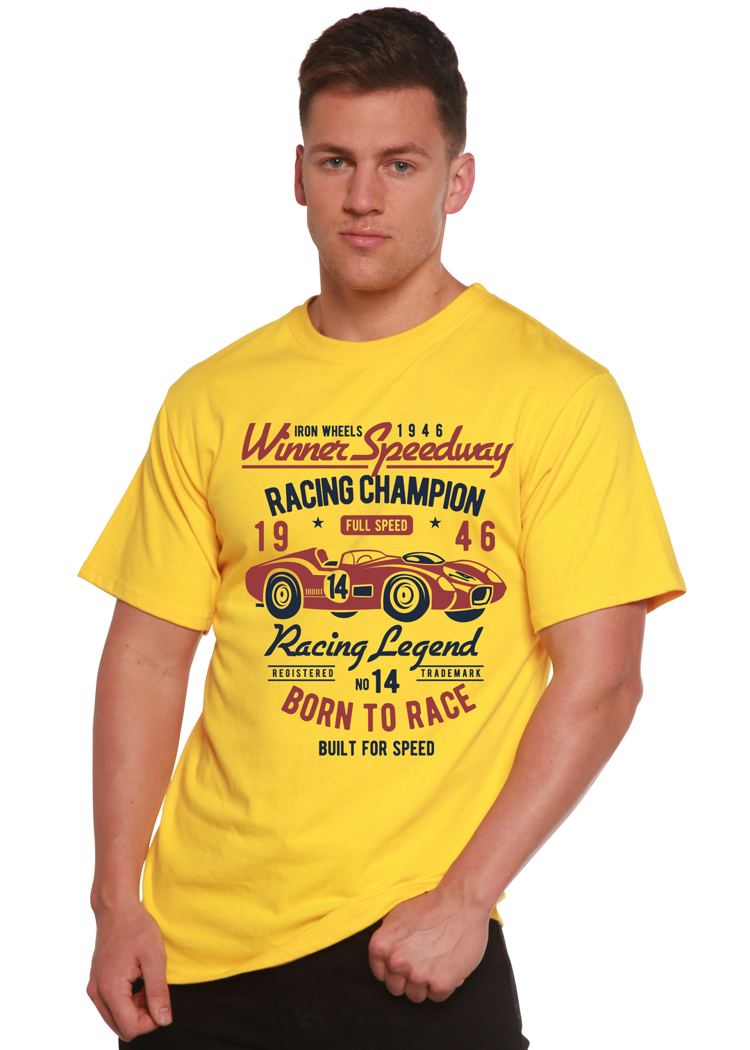 Winner Speedway men's bamboo tshirt lemon chrome