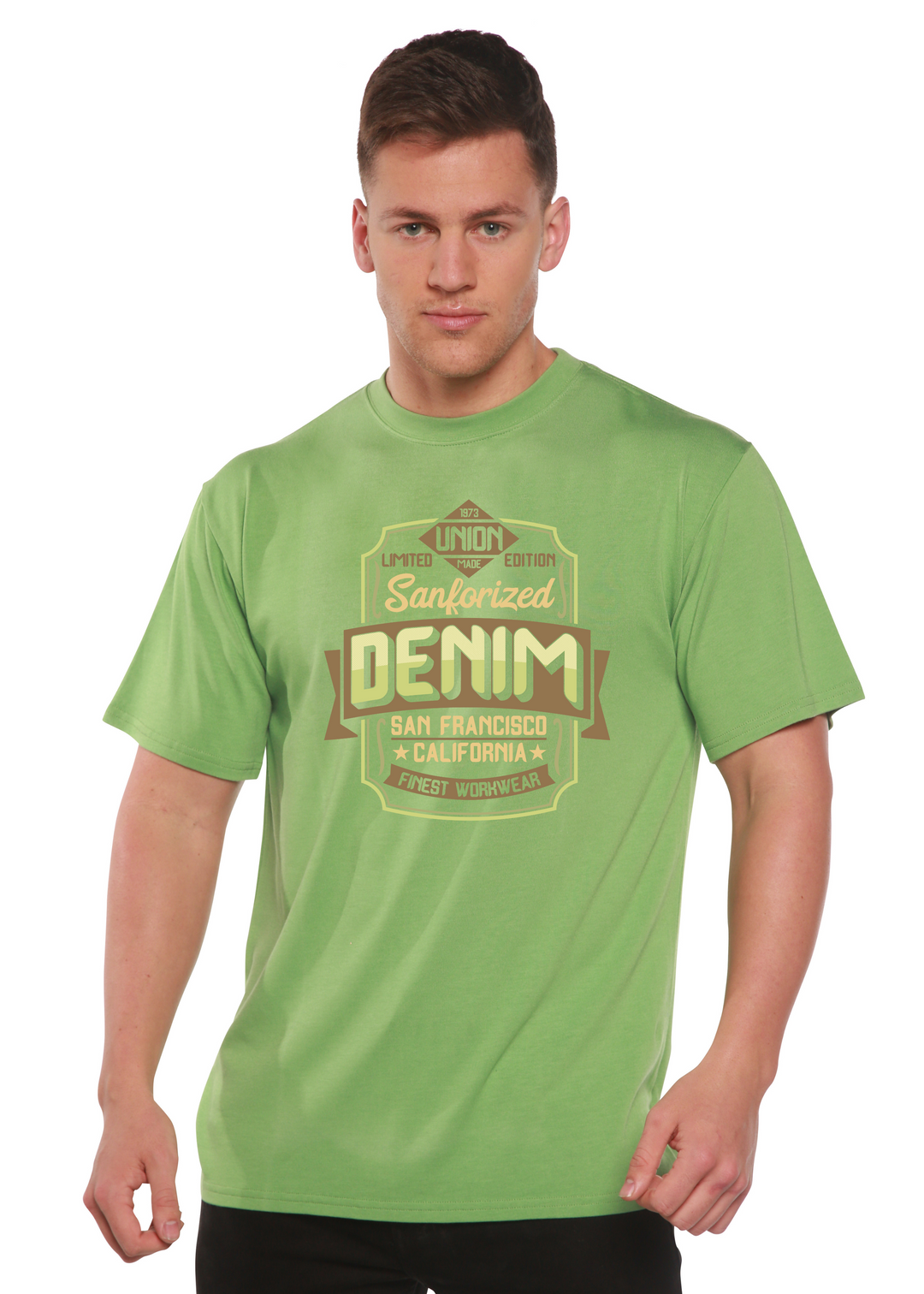 Sanforized Denim men's bamboo tshirt green tea