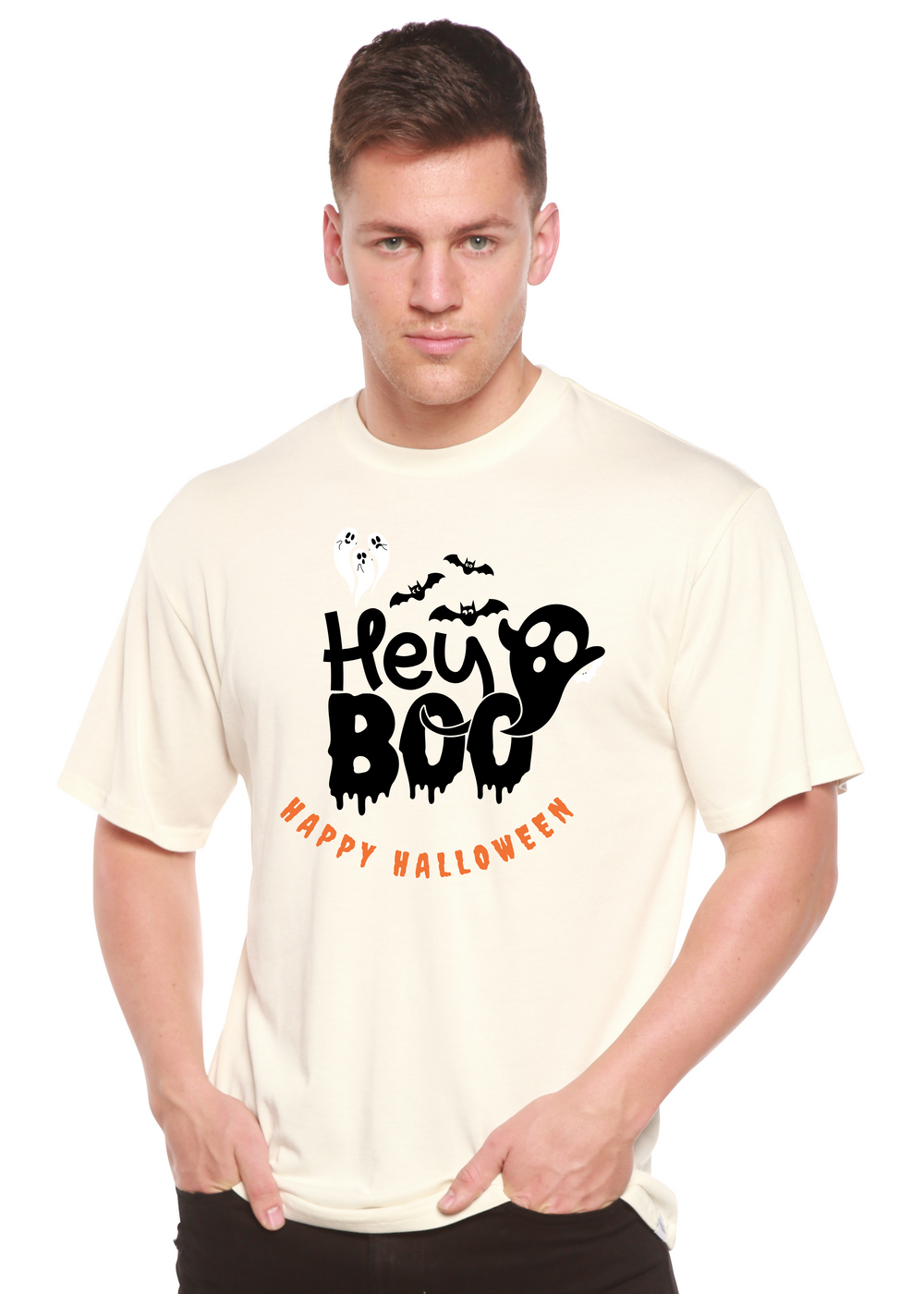 Hey Boo Graphic Bamboo T-Shirt white