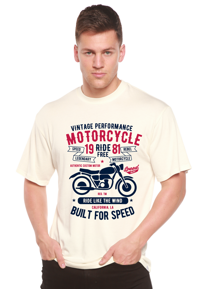 Motorcycle Ride Free men's bamboo tshirt white