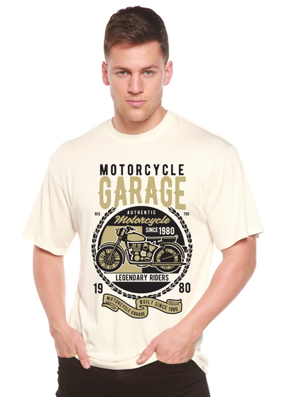 Motorcycle Garage Classic men's bamboo tshirt white