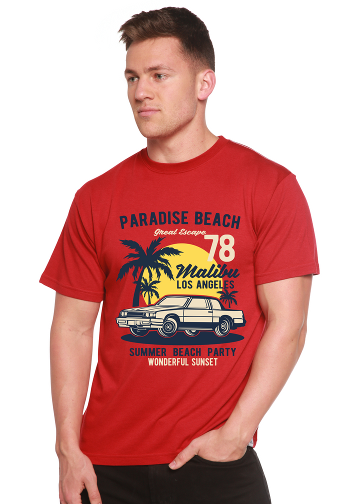  Paradise Beach men's bamboo tshirt pompeian red
