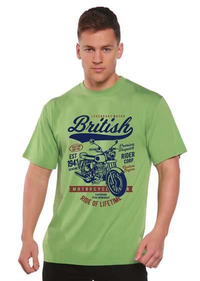 British Motorcycle men's bamboo tshirt green tea