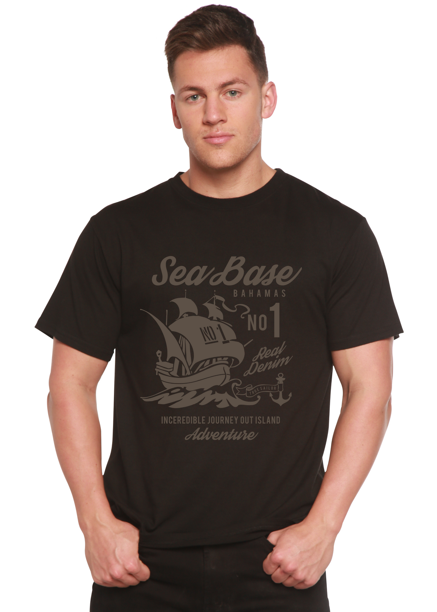 Sea Base men's bamboo tshirt black