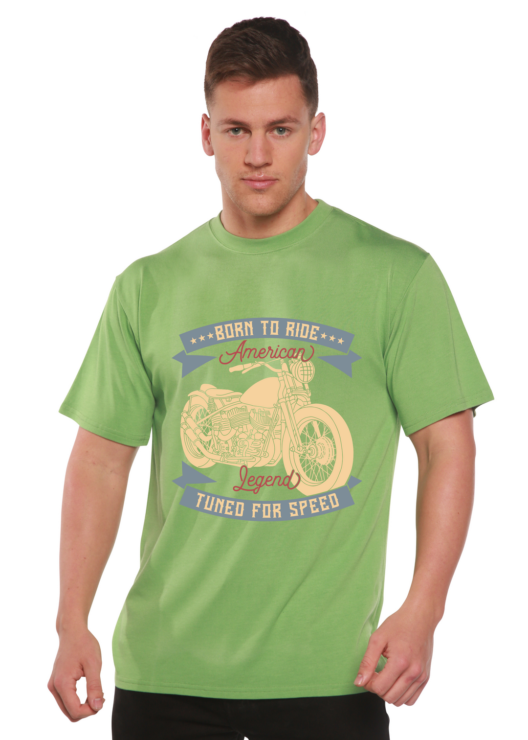 Born To Ride American Legend men's bamboo tshirt green tea