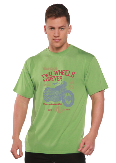 Two Wheels Forever men's bamboo tshirt green tea