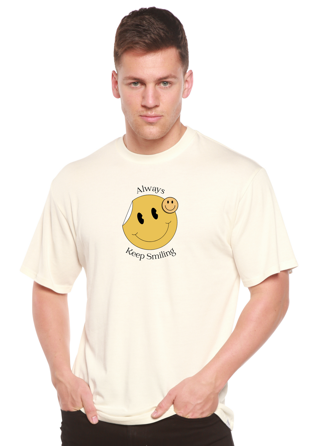 Always Keep Smiling Graphic Bamboo T-Shirt white