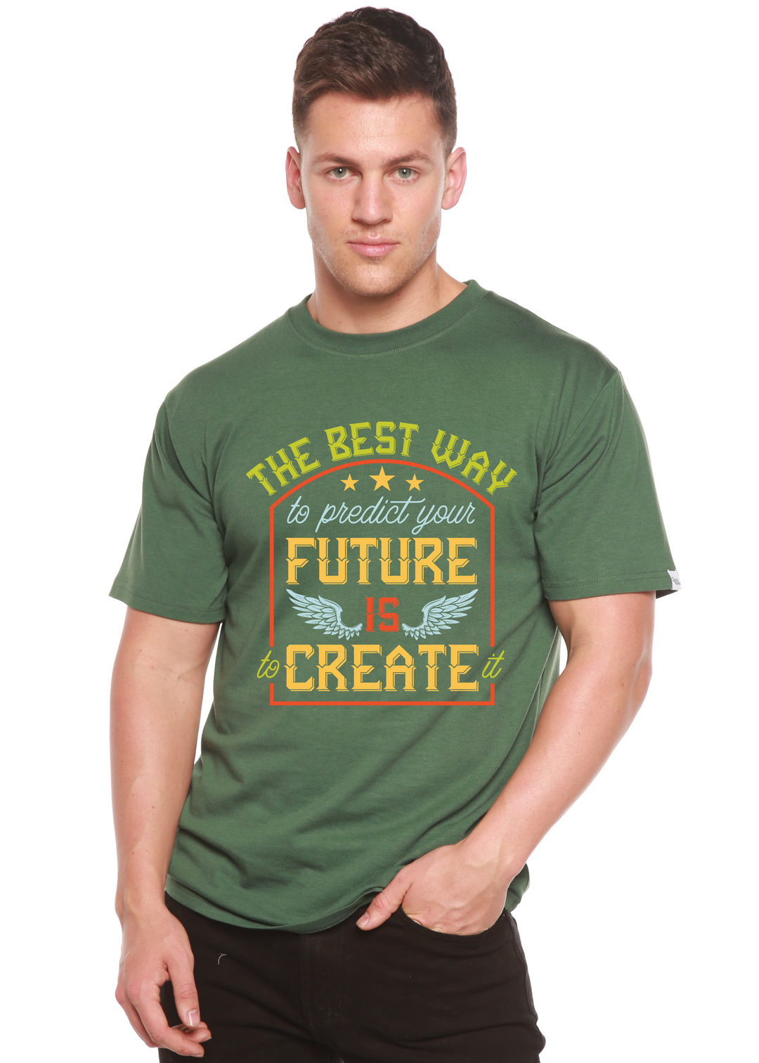Future is Create men's bamboo tshirt pine green