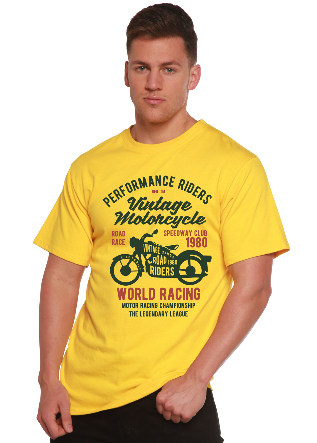 Vintage Motorcycle men's bamboo tshirt lemon chrome