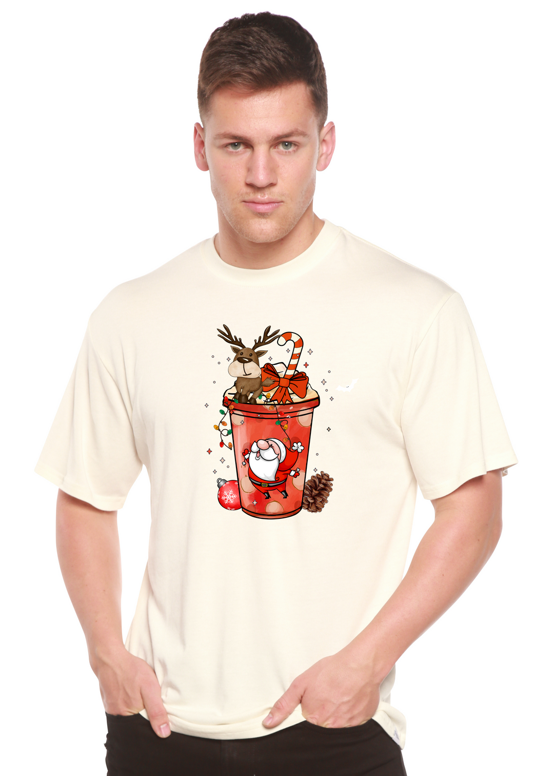 Holly Jolly Christmas Unisex Graphic Bamboo T-Shirt white