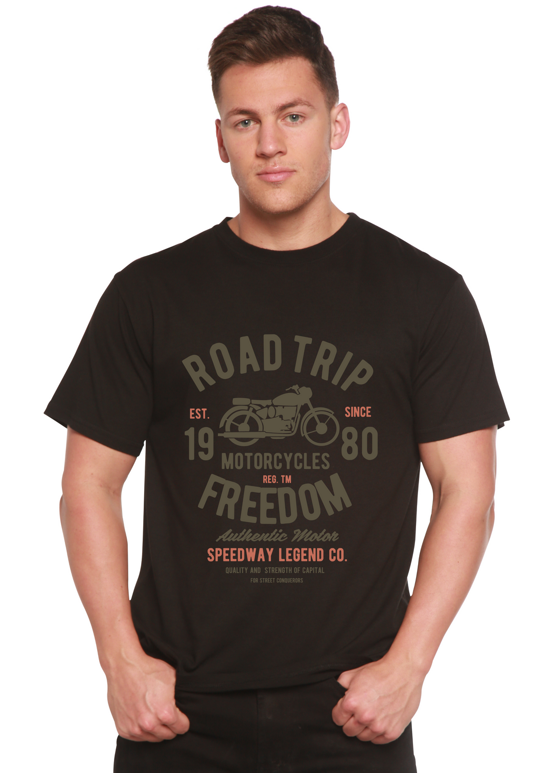  Road Trip men's bamboo tshirt black