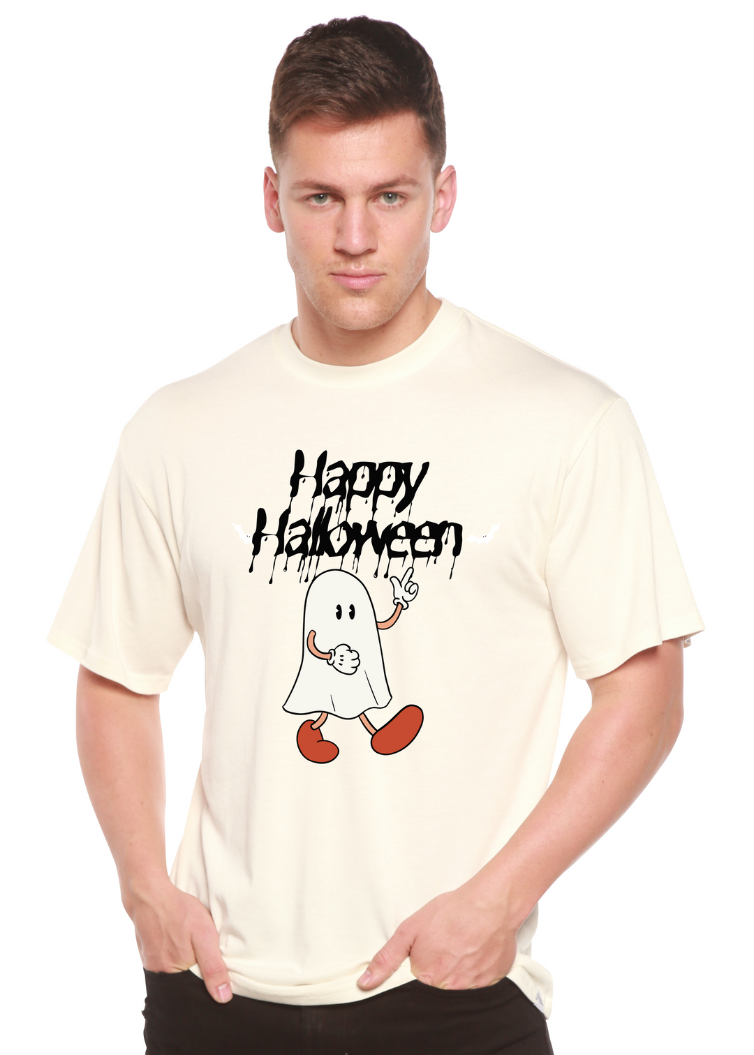 Happy Halloween Graphic Bamboo T-Shirt white