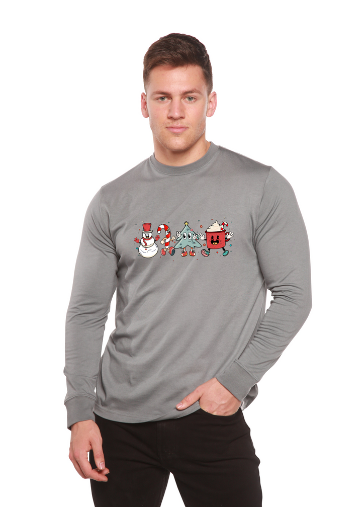Happy Christmas Drink Graphic Bamboo Long Sleeve T-Shirt slate grey