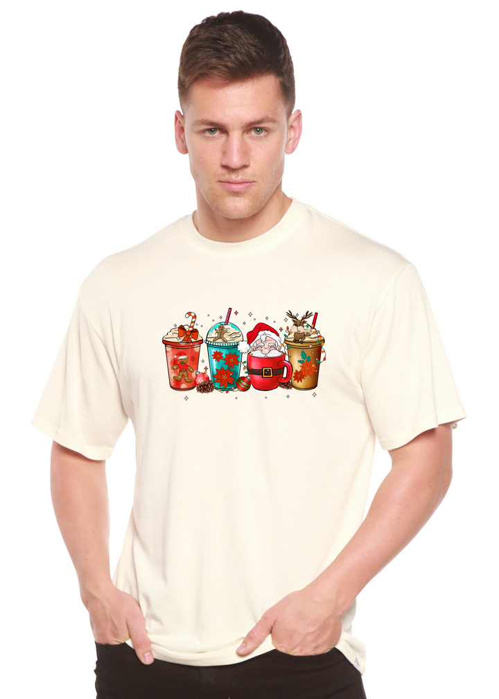 Merry & Bright Holiday Christmas Unisex Graphic Bamboo T-Shirt white